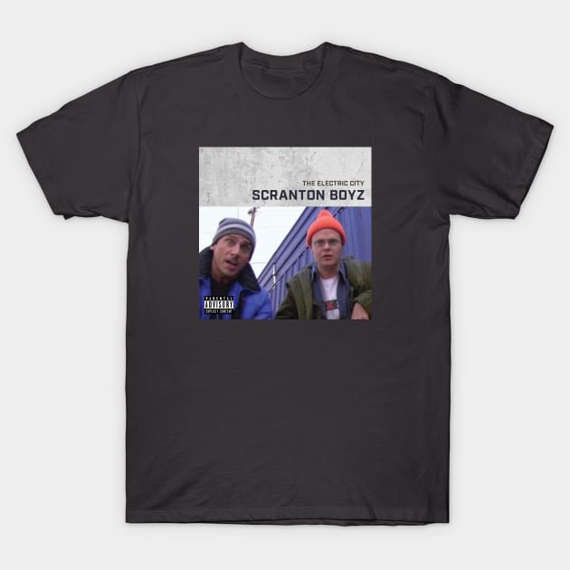 Michael Scott & Dwight Schrute: Scranton The Electric City Rap T-Shirt by hinoonstudio